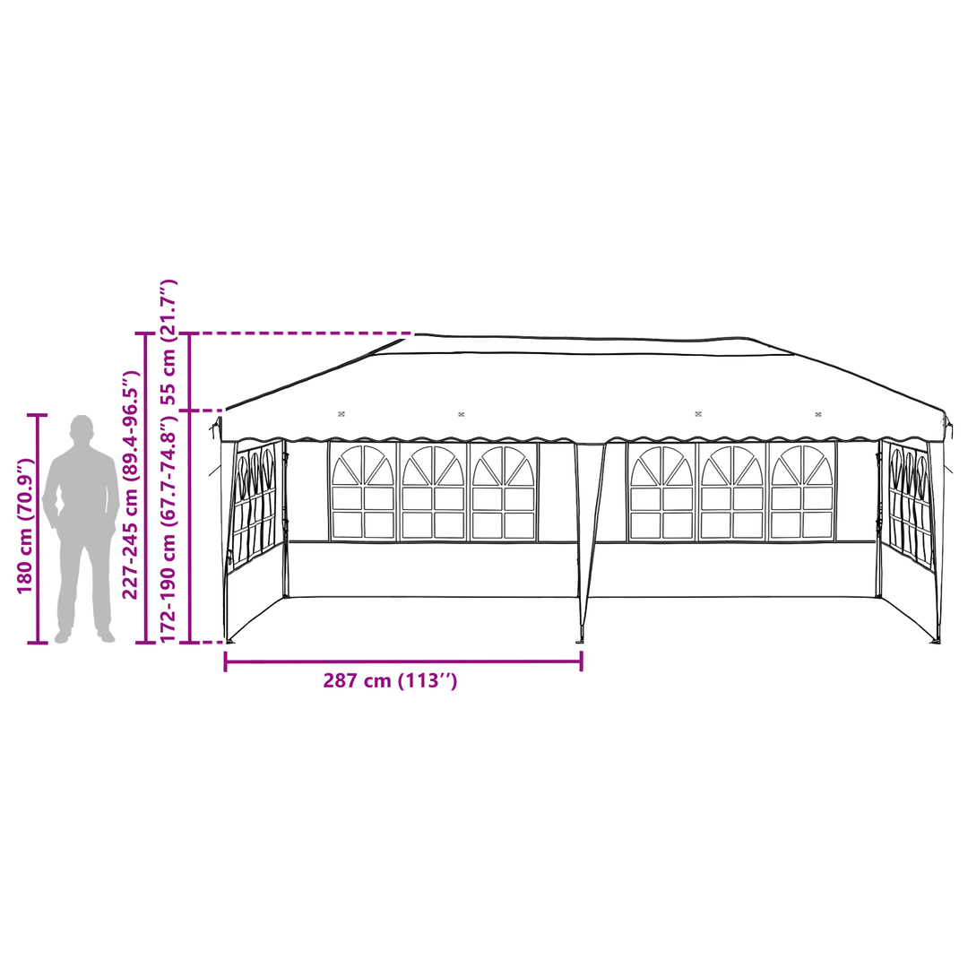 Pop-up Festtelt 575 x 289 x 245 cm Sort