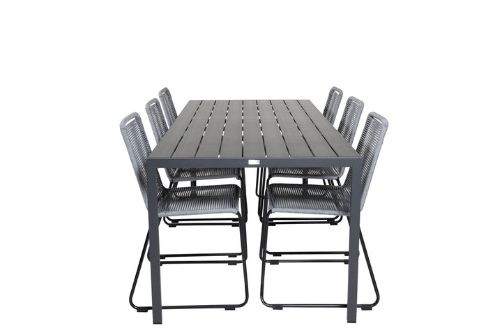 Venture Home Break Dining Table - 205*90 - Black Alu / Black Aintwood+Lindos Dining Chair - B