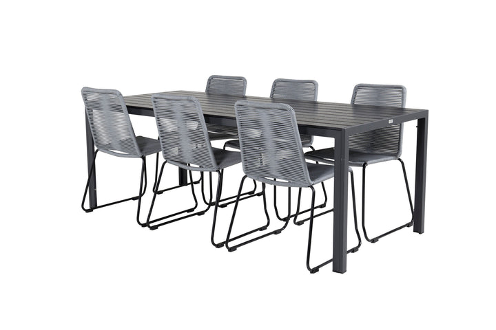 Venture Home Break Dining Table - 205*90 - Black Alu / Black Aintwood+Lindos Dining Chair - B