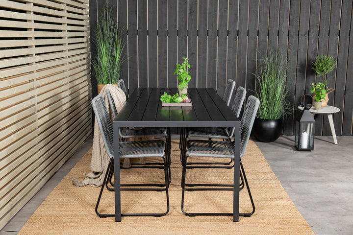 Venture Home Break Dining Table - 205*90 - Black Alu / Black Aintwood+Lindos Dining Chair - B