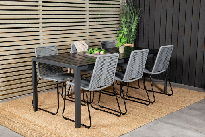Venture Home Break Dining Table - 205*90 - Black Alu / Black Aintwood+Lindos Dining Chair - B