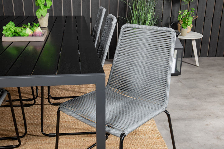 Venture Home Break Dining Table - 205*90 - Black Alu / Black Aintwood+Lindos Dining Chair - B