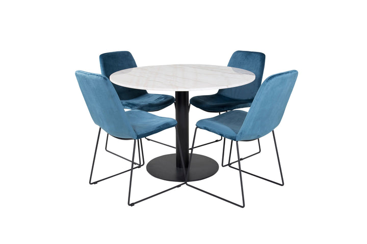 Venture Home Estelle Round Dining Table ø106 H75 - White / Black+Muce Dining Chair - Black