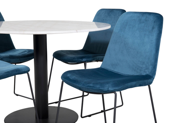 Venture Home Estelle Round Dining Table ø106 H75 - White / Black+Muce Dining Chair - Black