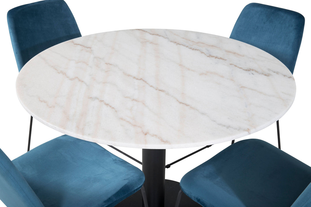 Venture Home Estelle Round Dining Table ø106 H75 - White / Black+Muce Dining Chair - Black
