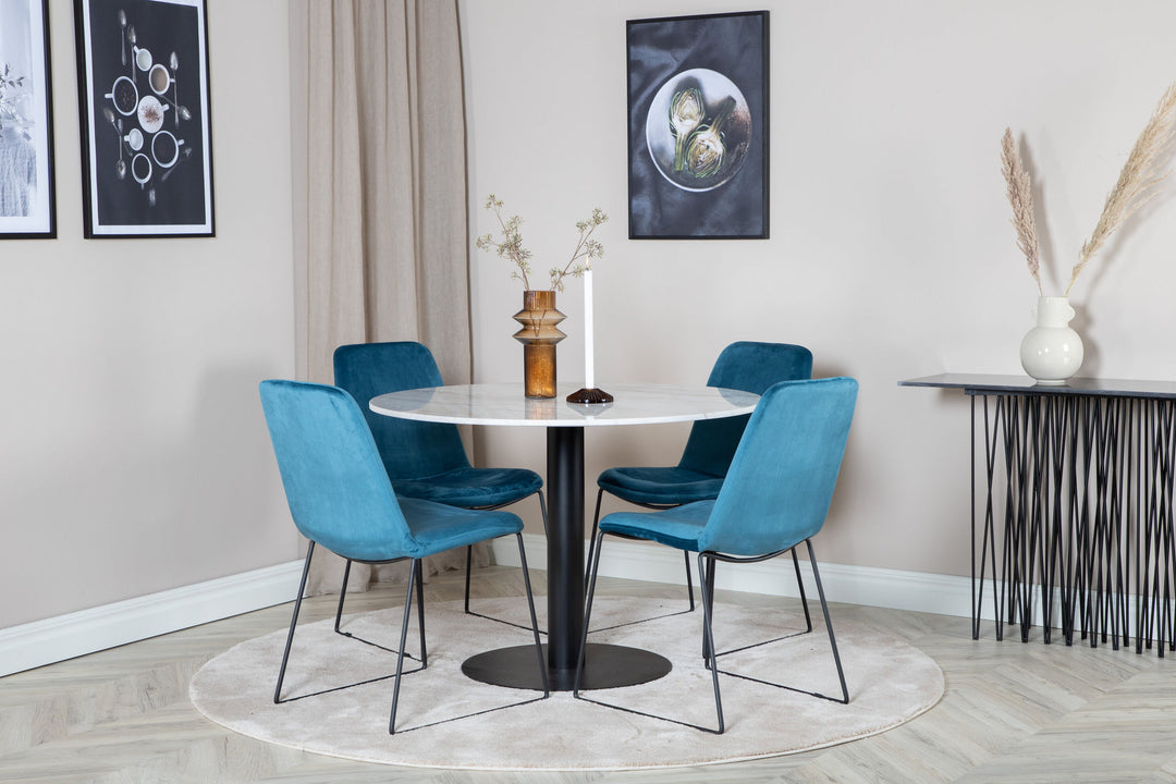 Venture Home Estelle Round Dining Table ø106 H75 - White / Black+Muce Dining Chair - Black