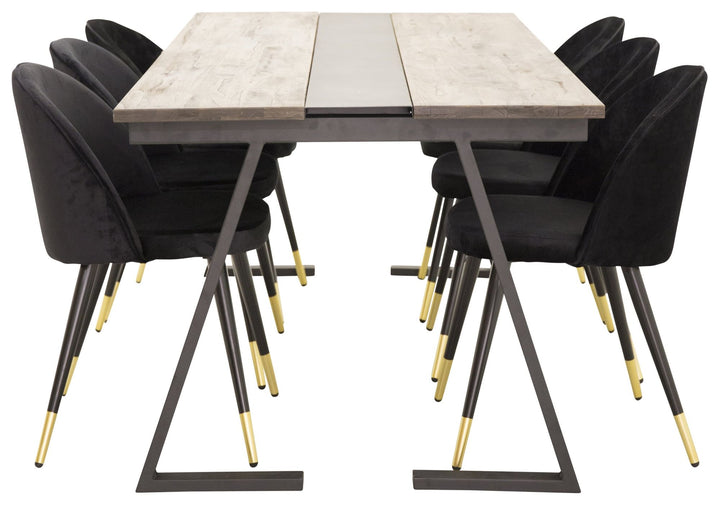 Venture Home Jakarta Matbord - Svart / mörk Teak - 200*90*H75+Velvet Brass Black_6