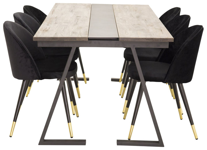 Venture Home Jakarta Matbord - Svart / mörk Teak - 200*90*H75+Velvet Brass Black_6