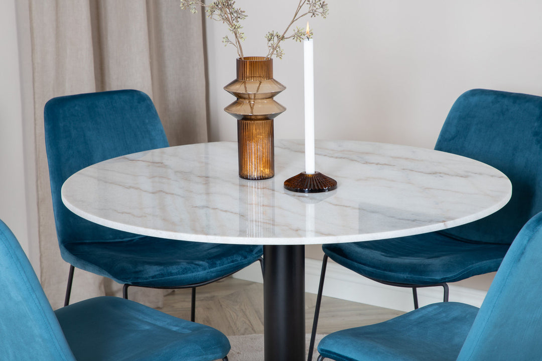 Venture Home Estelle Round Dining Table ø106 H75 - White / Black+Muce Dining Chair - Black