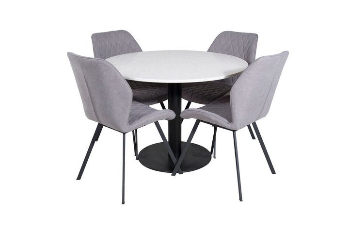 Venture Home Razzia Dining Table ø106cm - White / Black+Gemma Dining Chair - Black Legs - G