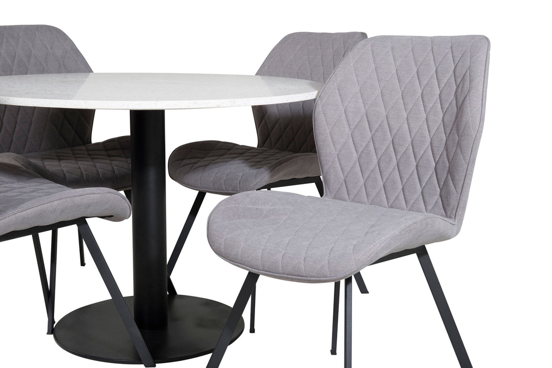 Venture Home Razzia Dining Table ø106cm - White / Black+Gemma Dining Chair - Black Legs - G