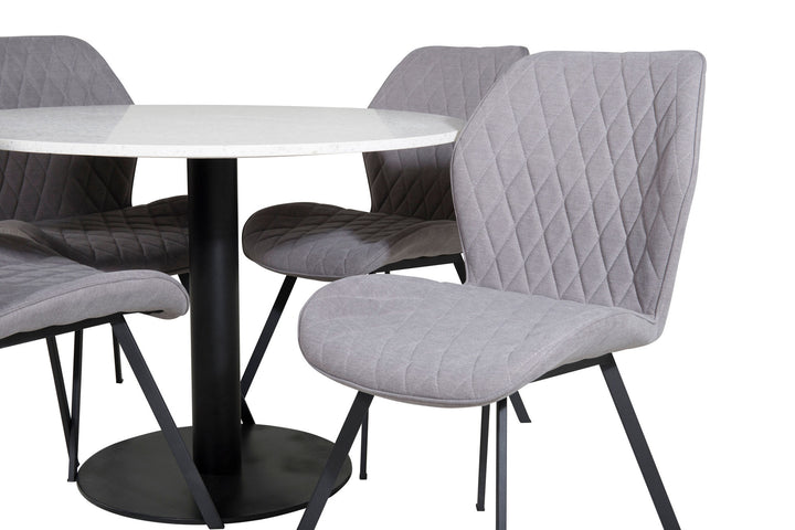 Venture Home Razzia Dining Table ø106cm - White / Black+Gemma Dining Chair - Black Legs - G