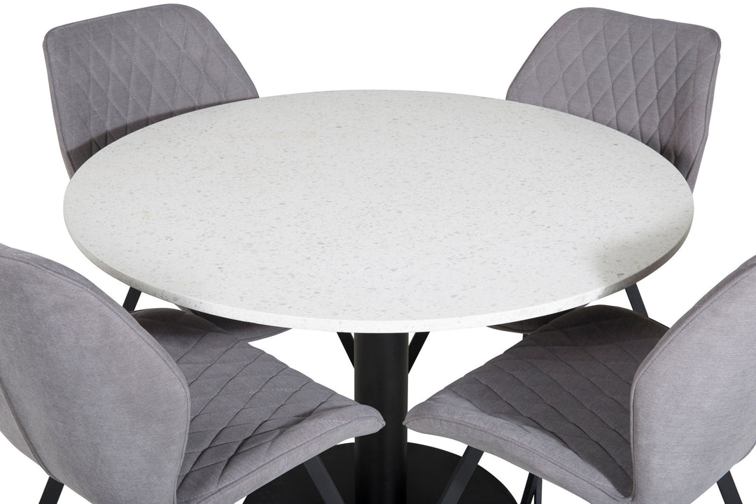 Venture Home Razzia Dining Table ø106cm - White / Black+Gemma Dining Chair - Black Legs - G