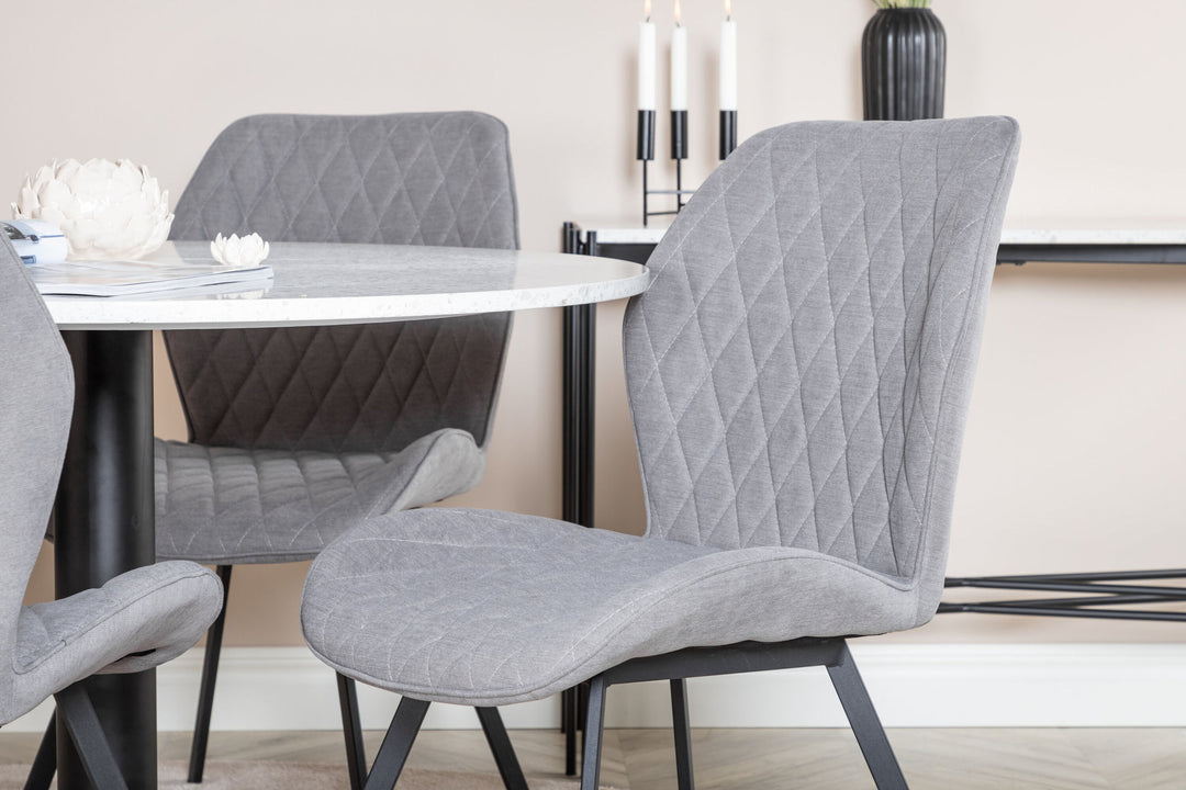Venture Home Razzia Dining Table ø106cm - White / Black+Gemma Dining Chair - Black Legs - G