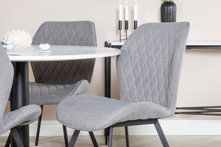 Venture Home Razzia Dining Table ø106cm - White / Black+Gemma Dining Chair - Black Legs - G