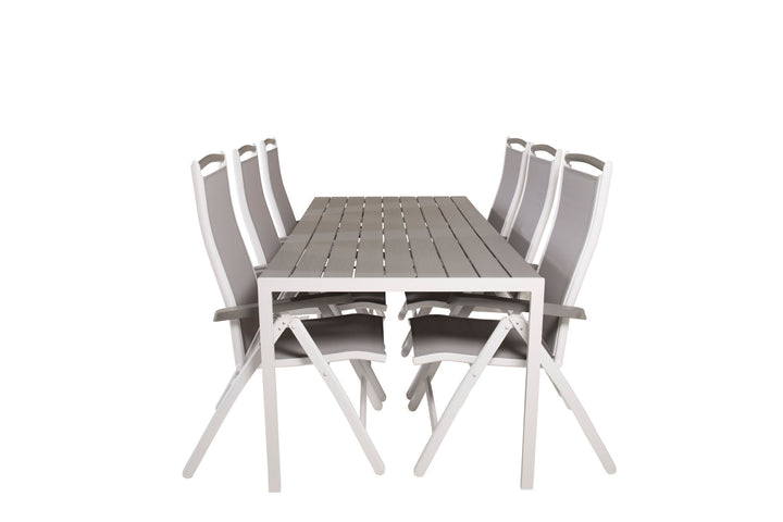 Venture Home Break Dining Table - 205*90 - White Alu / Grey Aintwood+Albany Chair 5:pos - White Alu / Grey Textilene / Aintwood_6