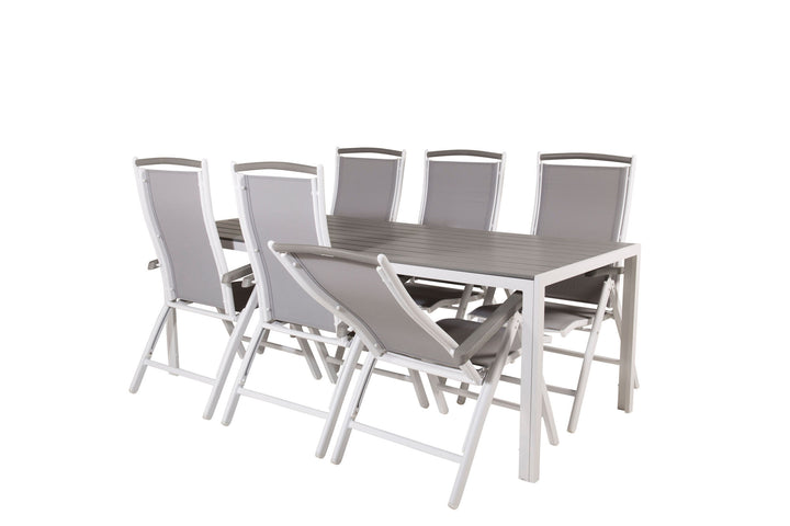 Venture Home Break Dining Table - 205*90 - White Alu / Grey Aintwood+Albany Chair 5:pos - White Alu / Grey Textilene / Aintwood_6