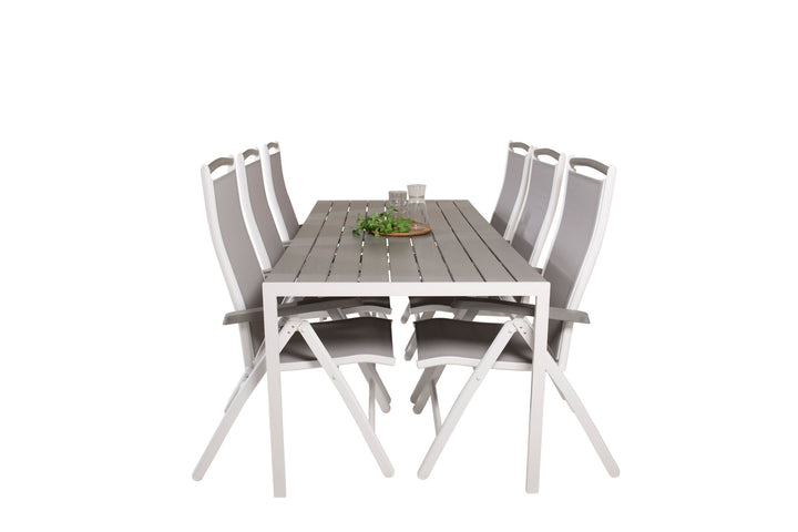 Venture Home Break Dining Table - 205*90 - White Alu / Grey Aintwood+Albany Chair 5:pos - White Alu / Grey Textilene / Aintwood_6
