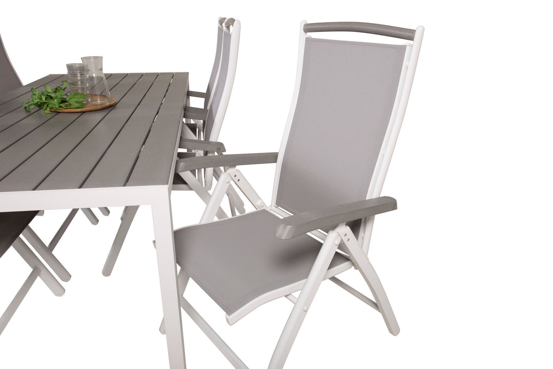 Venture Home Break Dining Table - 205*90 - White Alu / Grey Aintwood+Albany Chair 5:pos - White Alu / Grey Textilene / Aintwood_6