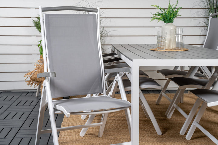 Venture Home Break Dining Table - 205*90 - White Alu / Grey Aintwood+Albany Chair 5:pos - White Alu / Grey Textilene / Aintwood_6