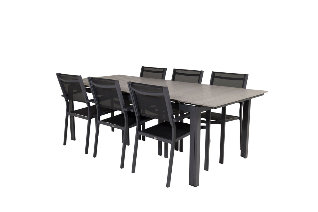 Venture Home Levels Table 229/310 - Black/Grey - Copacabana Stacking Chair - Black/Black 6
