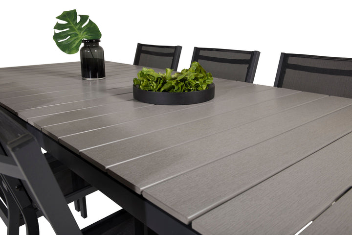 Venture Home Levels Table 229/310 - Black/Grey - Copacabana Stacking Chair - Black/Black 6