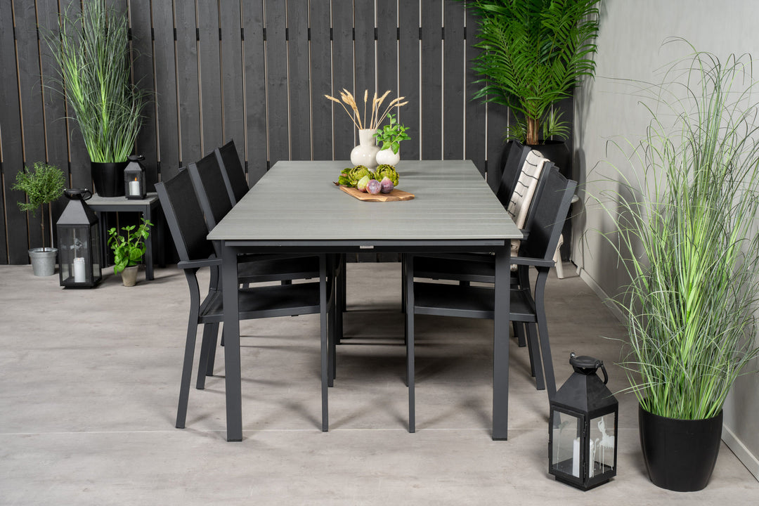 Venture Home Levels Table 229/310 - Black/Grey - Copacabana Stacking Chair - Black/Black 6