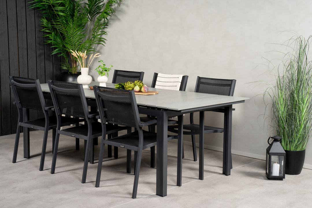Venture Home Levels Table 229/310 - Black/Grey - Copacabana Stacking Chair - Black/Black 6