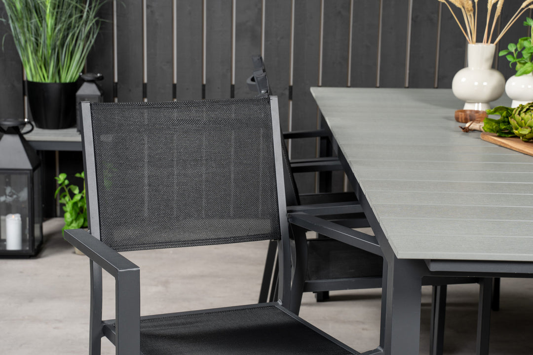 Venture Home Levels Table 229/310 - Black/Grey - Copacabana Stacking Chair - Black/Black 6
