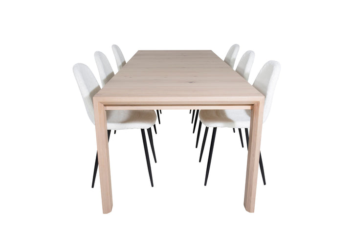 Venture Home Slider Extention Table - White Wash - 170+40+40cm +Polar Fluff Dining Chair - B