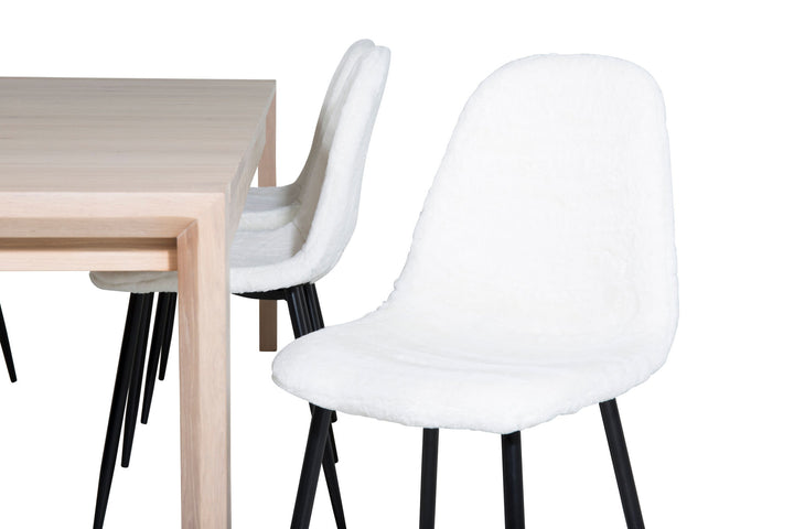 Venture Home Slider Extention Table - White Wash - 170+40+40cm +Polar Fluff Dining Chair - B