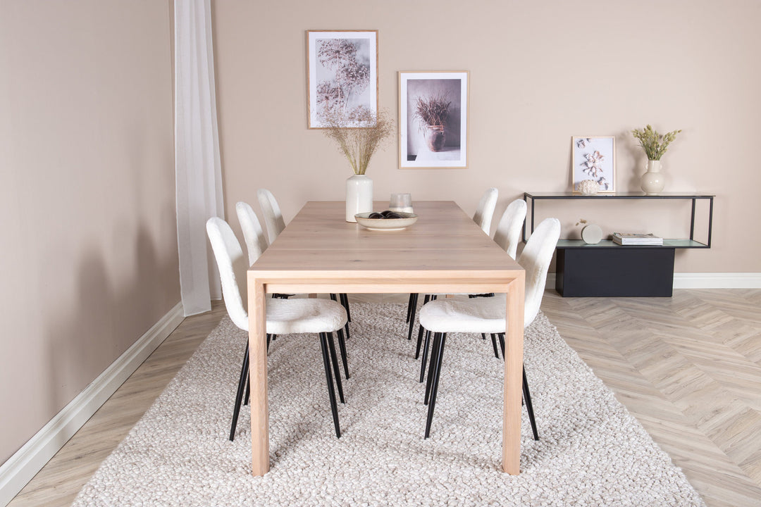 Venture Home Slider Extention Table - White Wash - 170+40+40cm +Polar Fluff Dining Chair - B