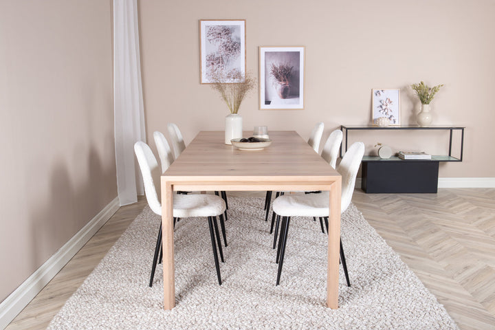 Venture Home Slider Extention Table - White Wash - 170+40+40cm +Polar Fluff Dining Chair - B