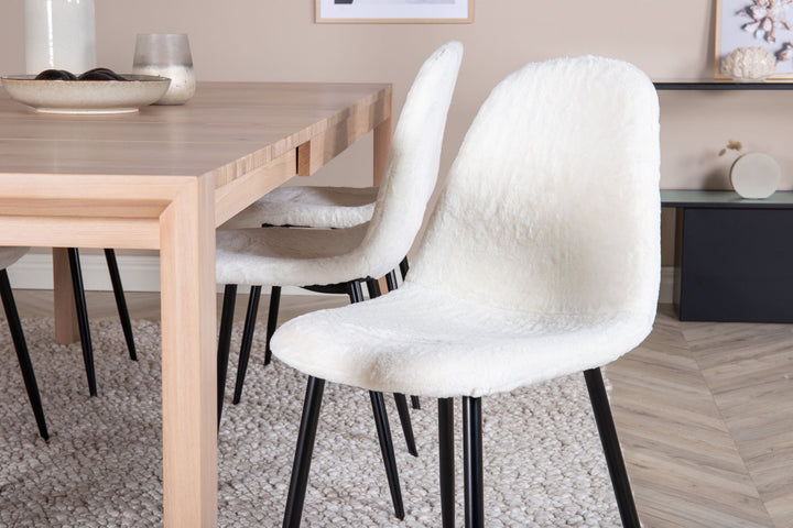 Venture Home Slider Extention Table - White Wash - 170+40+40cm +Polar Fluff Dining Chair - B