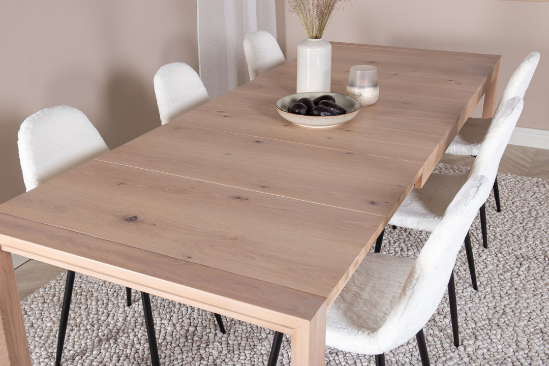 Venture Home Slider Extention Table - White Wash - 170+40+40cm +Polar Fluff Dining Chair - B
