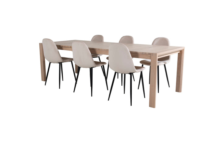 Venture Home Slider Extention Table - White Wash - 170+40+40cm +Polar Dining Chair- Black le