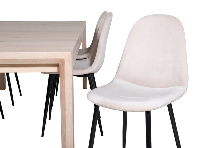Venture Home Slider Extention Table - White Wash - 170+40+40cm +Polar Dining Chair- Black le