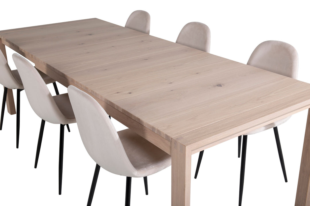 Venture Home Slider Extention Table - White Wash - 170+40+40cm +Polar Dining Chair- Black le