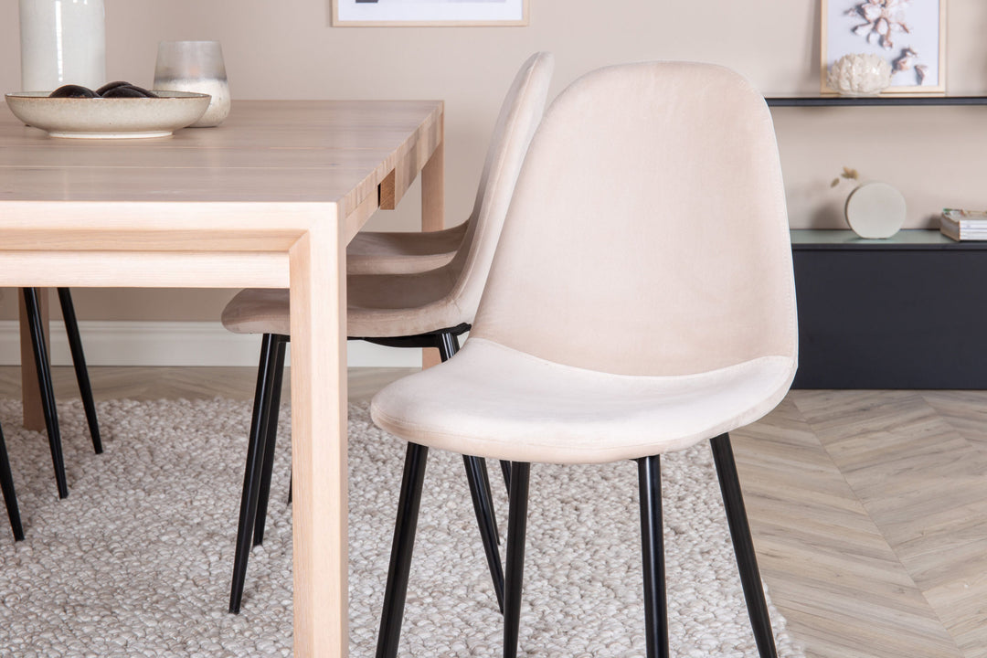 Venture Home Slider Extention Table - White Wash - 170+40+40cm +Polar Dining Chair- Black le