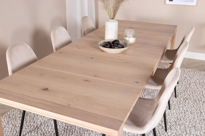 Venture Home Slider Extention Table - White Wash - 170+40+40cm +Polar Dining Chair- Black le