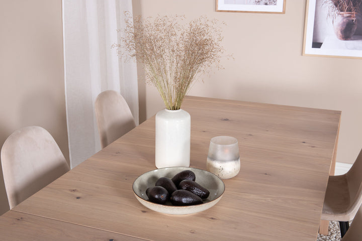 Venture Home Slider Extention Table - White Wash - 170+40+40cm +Polar Dining Chair- Black le