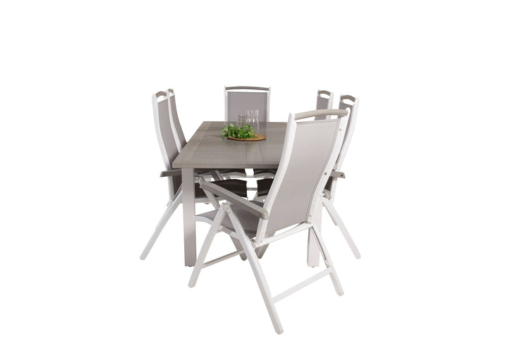 Venture Home Albany Dining Table 152/210*90 - White Alu / Grey Aintwood+Albany Chair 5:pos - White Alu / Grey Textilene / Aintwood_6