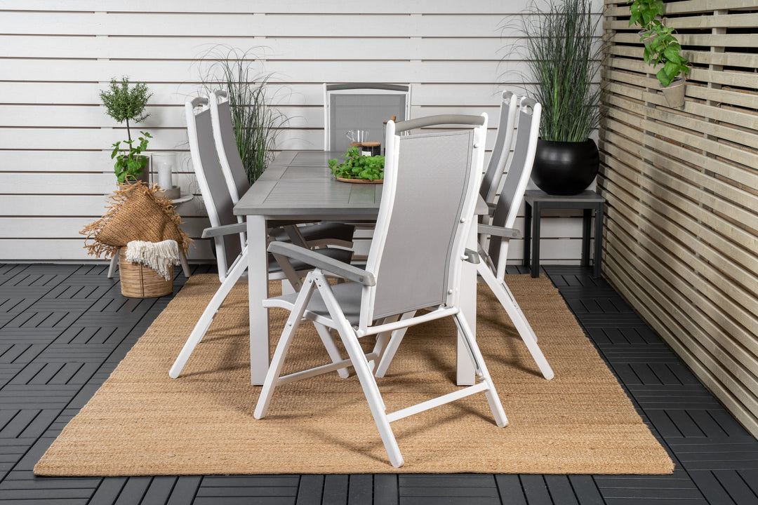 Venture Home Albany Dining Table 152/210*90 - White Alu / Grey Aintwood+Albany Chair 5:pos - White Alu / Grey Textilene / Aintwood_6
