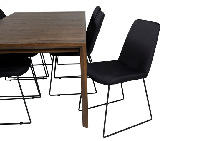 Venture Home Slider Extention Table - Smoked Oak - 170+40+40cm +Muce Dining Chair - Black Legs - Black Fabric_6