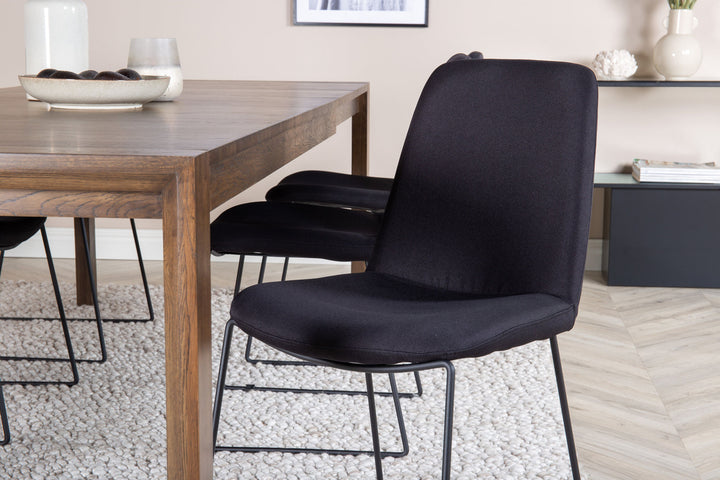 Venture Home Slider Extention Table - Smoked Oak - 170+40+40cm +Muce Dining Chair - Black Legs - Black Fabric_6