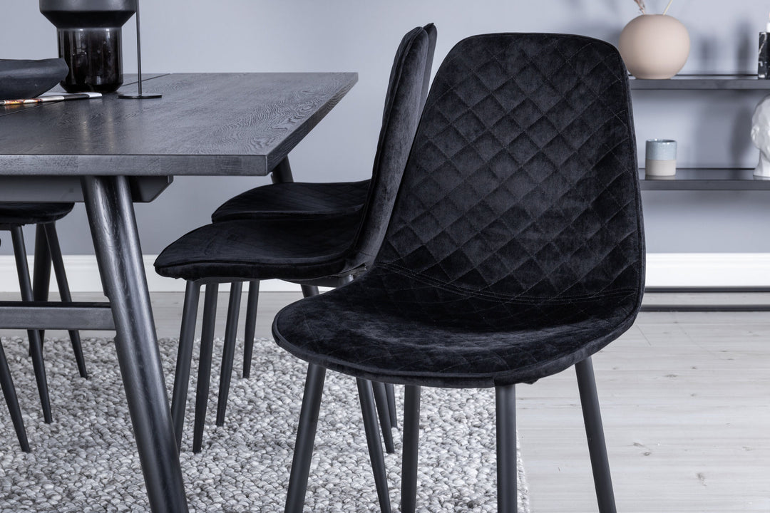 Venture Home Sleek Extentiontable Black Brushed - 195*95+Polar Diamond Dining Chair - Black Legs - Black Velvet_6