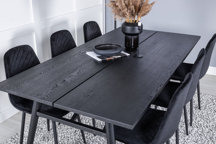 Venture Home Sleek Extentiontable Black Brushed - 195*95+Polar Diamond Dining Chair - Black Legs - Black Velvet_6