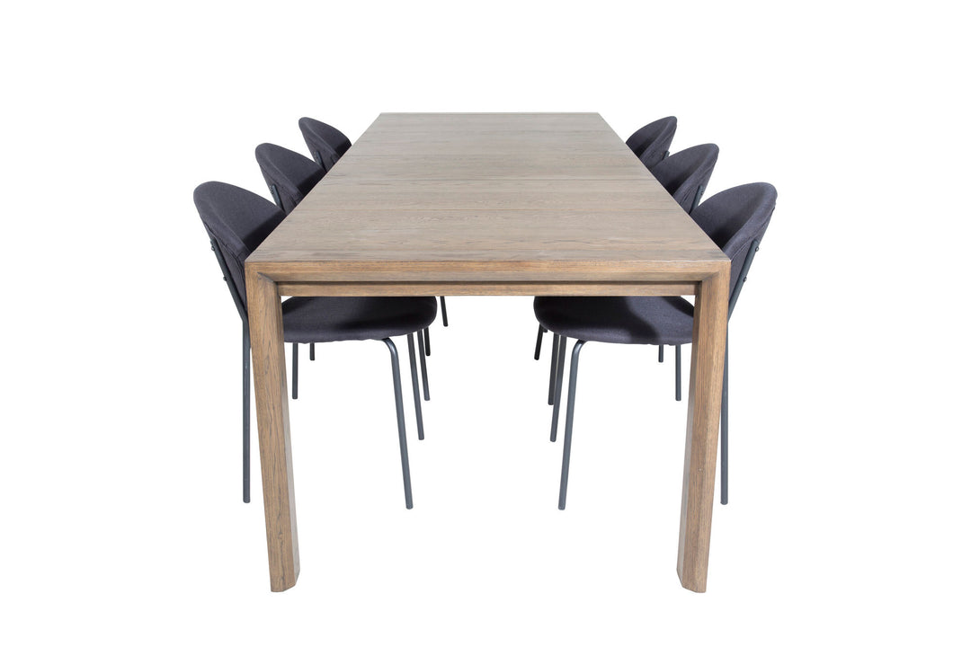 Venture Home Slider Extention Table - Smoked Oak - 170+40+40cm +Vault Dining Chair - Black L