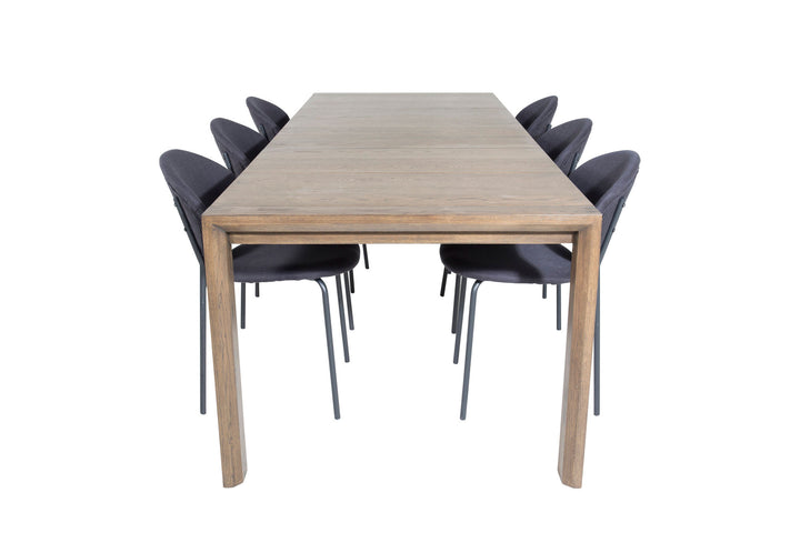 Venture Home Slider Extention Table - Smoked Oak - 170+40+40cm +Vault Dining Chair - Black L