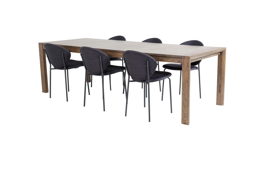 Venture Home Slider Extention Table - Smoked Oak - 170+40+40cm +Vault Dining Chair - Black L